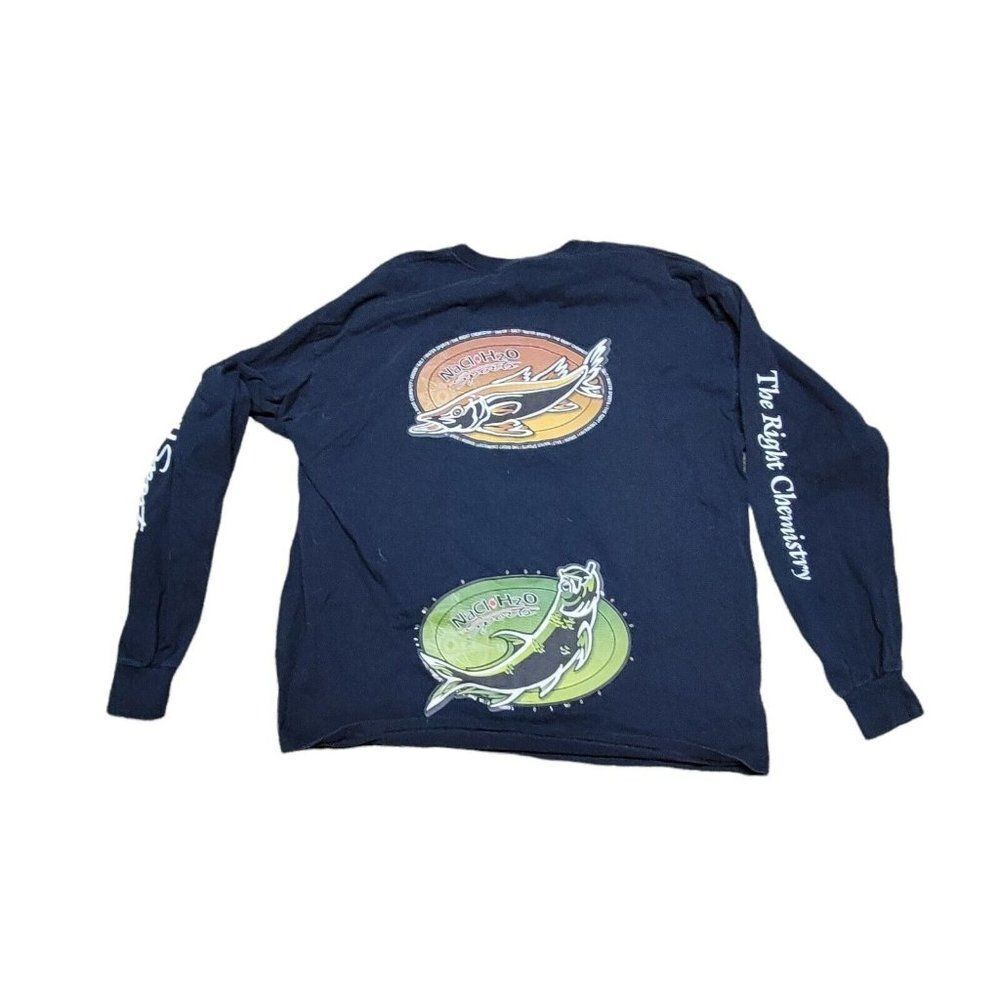 NaCl H2o Saltwater Fishing Graphic Snook Mens XXL Black Long Sleeve T Shirt
